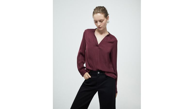 Blusa Sfera casual morada de manga larga para mujer