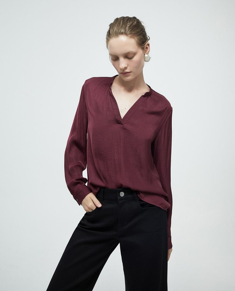 105021521-Blusa Sfera casual morada de manga larga para mujer