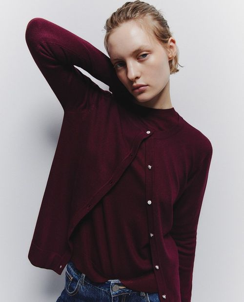 Suéter Sfera cárdigan morado para mujer