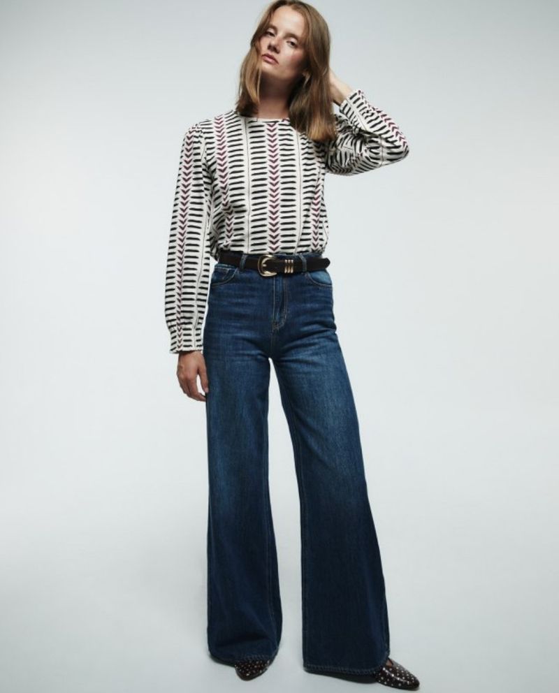 105021528-Blusa Sfera casual estampada de manga larga para mujer