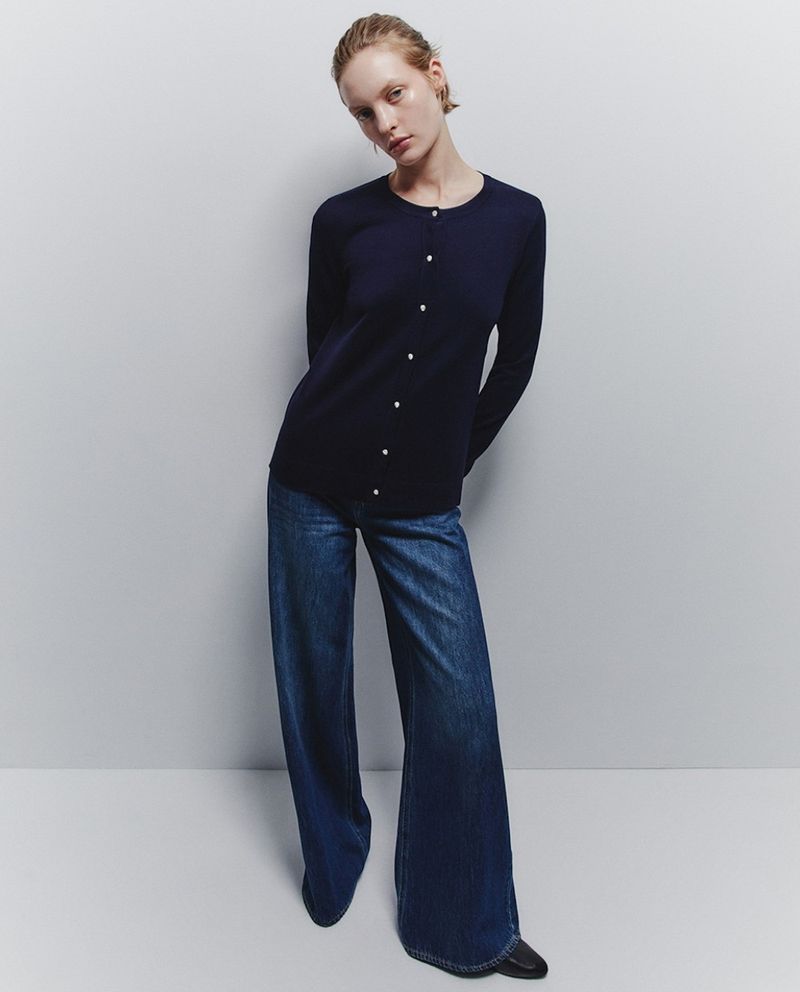 105012011-Suéter Sfera cárdigan azul para mujer