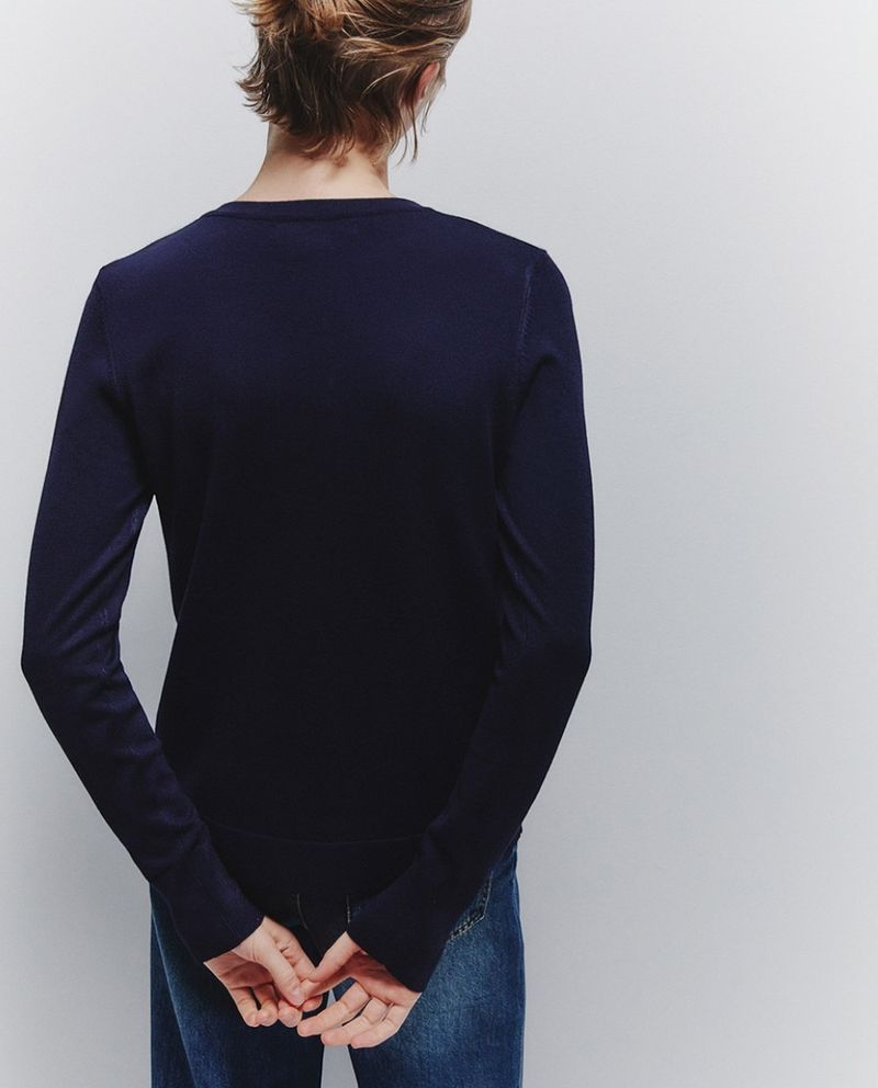 105012011-Suéter Sfera cárdigan azul para mujer