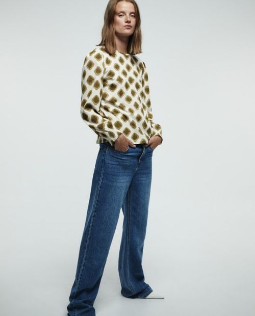 Blusa Sfera casual estampada de manga larga para mujer