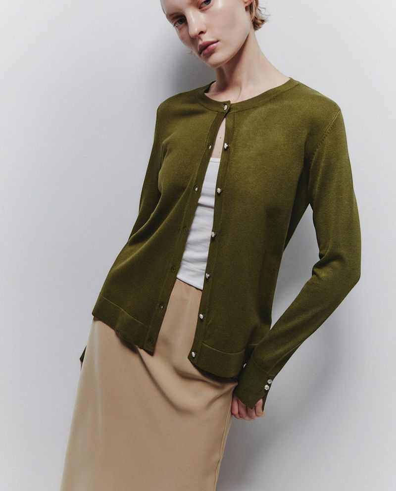 105012013-Suéter Sfera cárdigan verde para mujer