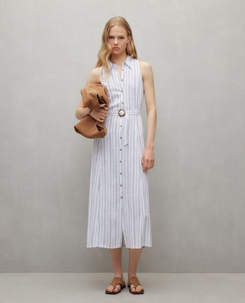 Vestido Easy Wear shirt dress rayado sin mangas para mujer