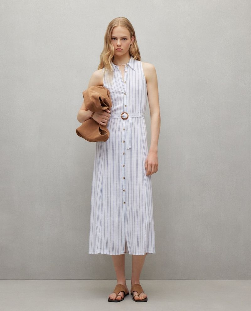 105028466-Vestido Easy Wear shirt dress rayado sin mangas para mujer