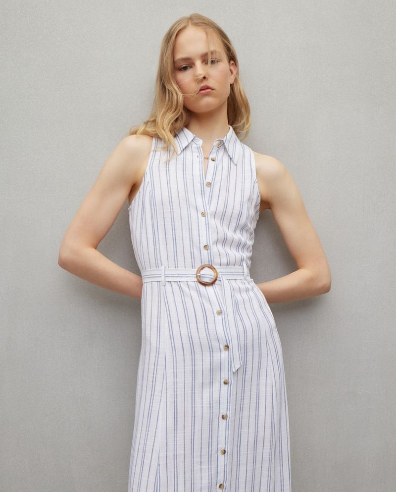 105028466-Vestido Easy Wear shirt dress rayado sin mangas para mujer