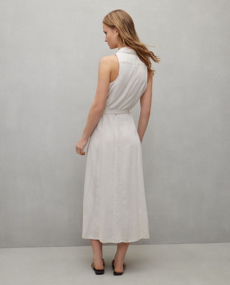 105028469-Vestido Easy Wear shirt dress beige sin mangas para mujer