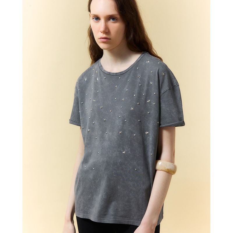 Camiseta Sfera gris de mangas cortas para mujer Siman Costa Rica