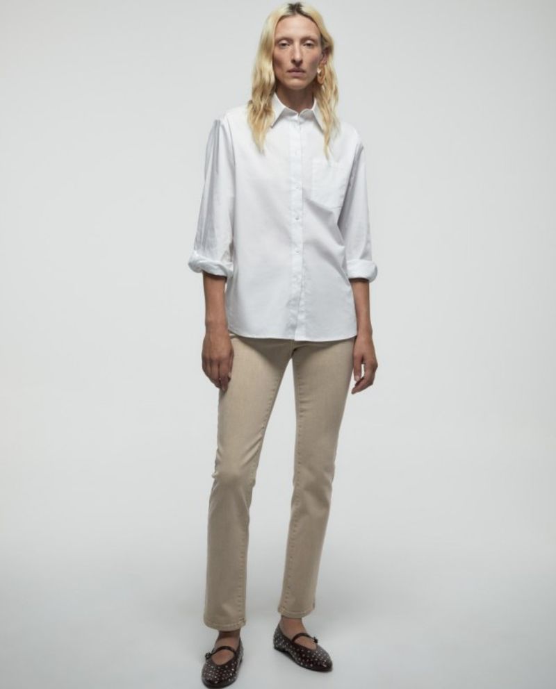 105012055-Jeans Sfera slim beige de cintura media para mujer