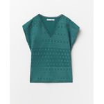 105019837-Blusa Sfera casual verde de mangas cortas para mujer