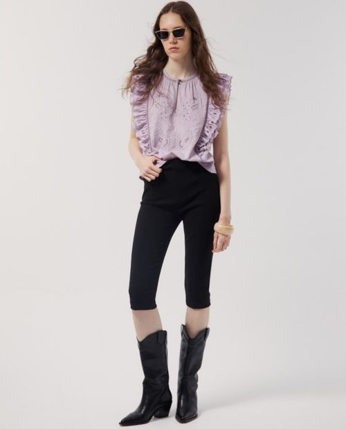 Blusa Sfera casual morada manga corta para mujer