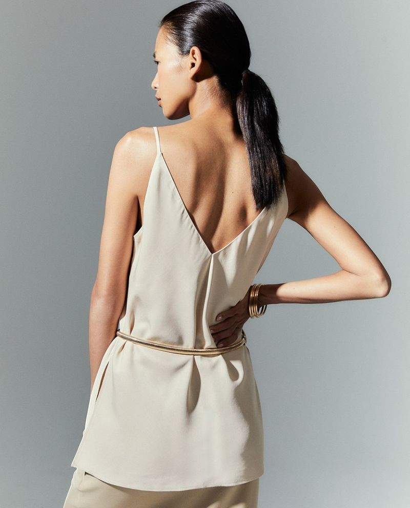 105021441-Blusa Sfera casual beige de tirantes para mujer