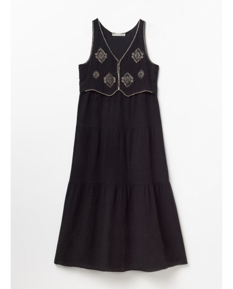 105021588-Vestido Sfera midi negro sin mangas para mujer