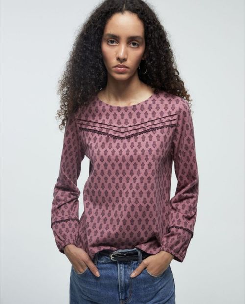 Blusa Sfera casual estampada de manga larga para mujer