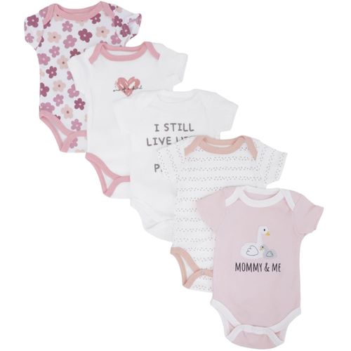 Set de 5 mamelucos multicolor con estampados para bebé niña