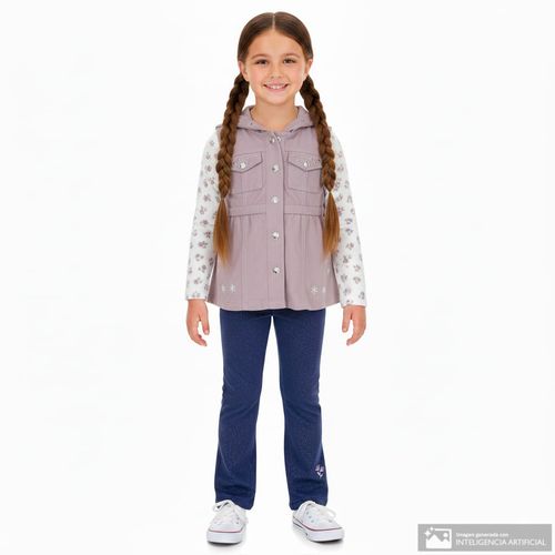 Conjunto de 3 piezas multicolor con estampado floral para niña