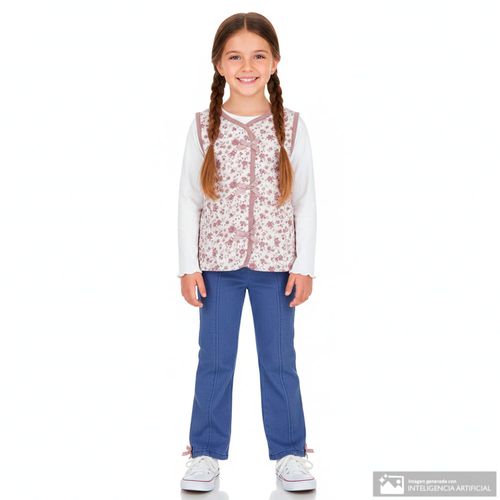 Conjunto de 3 piezas multicolor con estampado floral para niña