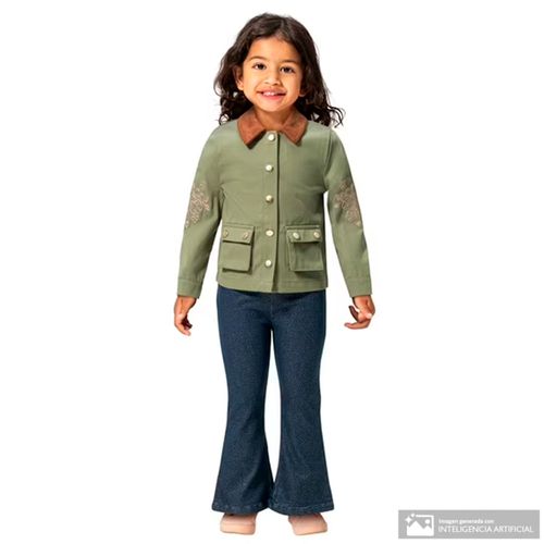 Conjunto de 3 piezas multicolor con bordado floral para niña