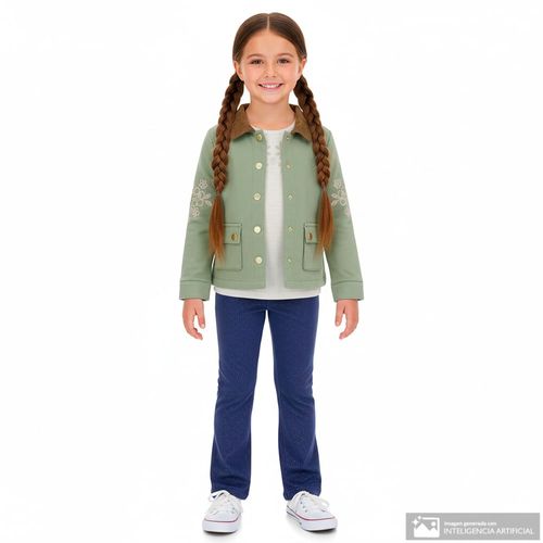 Conjunto de 3 piezas multicolor con bordado floral para niña