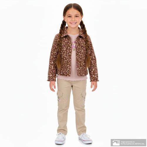 Conjunto de 3 piezas multicolor con estampado floral para niña
