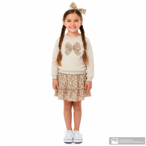 Conjunto de 4 piezas multicolor con estampado animal print para niña