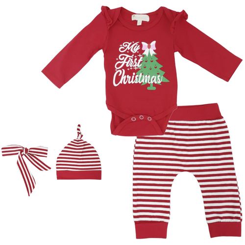 Set de 4 piezas con estampado navideño para bebé niña