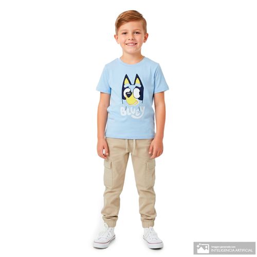 Camiseta celeste con estampado de Bluey para niño
