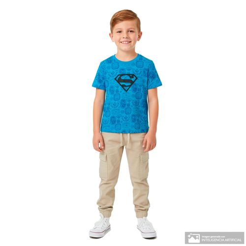 Camiseta azul con estampado de Superman para niño
