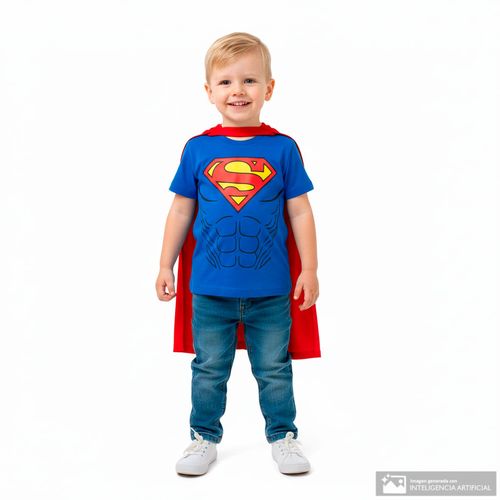 Camiseta azul con estampado de Superman para niño