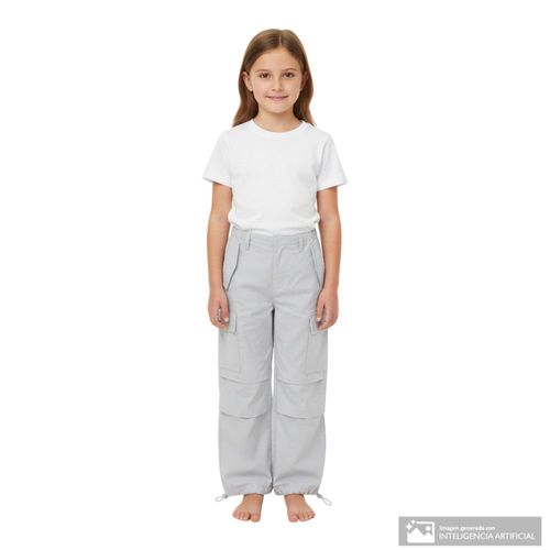 Pantalón cargo khaki sólido para niña