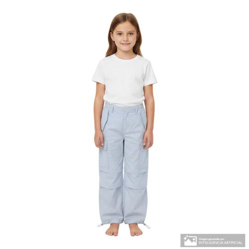 Pantalón cargo celeste sólido para niña