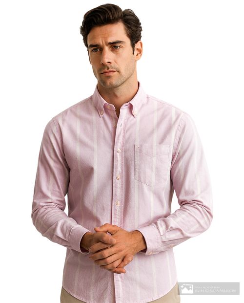 Camisa casual Izod rosada rayada para hombre