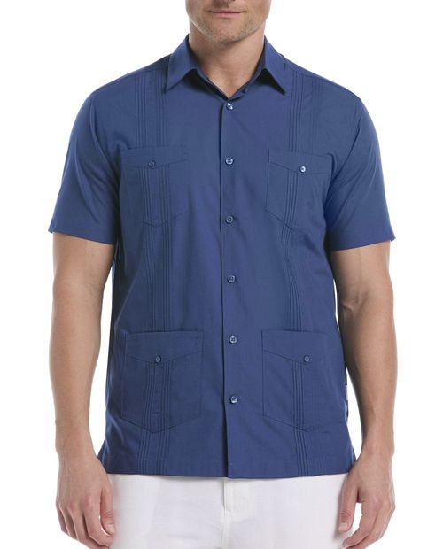 Guayabera Cubavera azul con rayas texturizadas para hombre