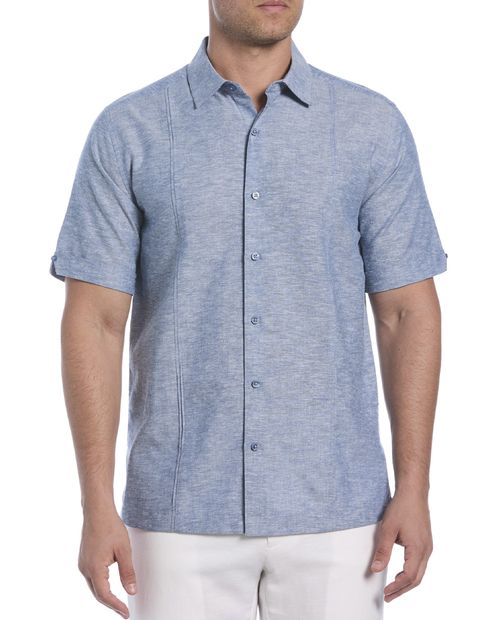 Guayabera de lino Cubavera azul heather para hombre
