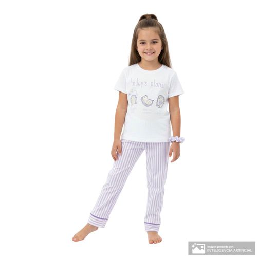 Pijama de 2 piezas multicolor con estampado para niña