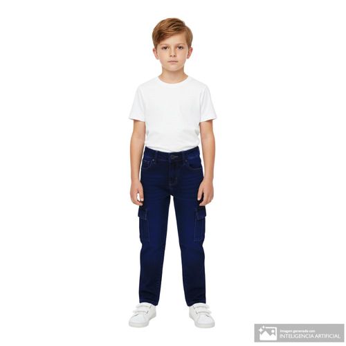 Jeans cargo relaxed fit azul oscuro para niño