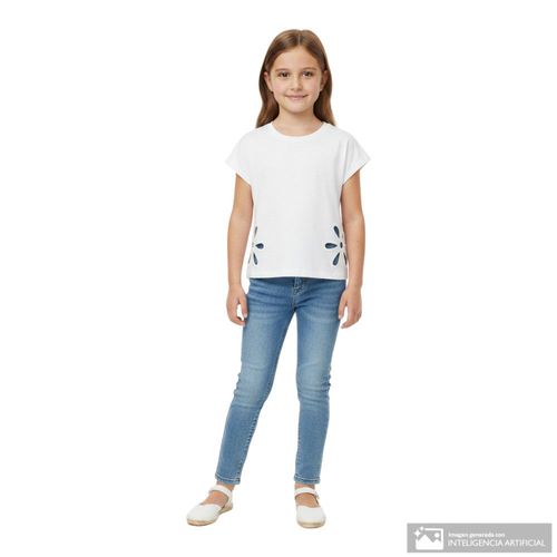 Blusa blanca sólida para niña