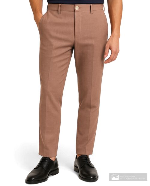 Pantalón formal PuroEGO slim fit café heather para hombre