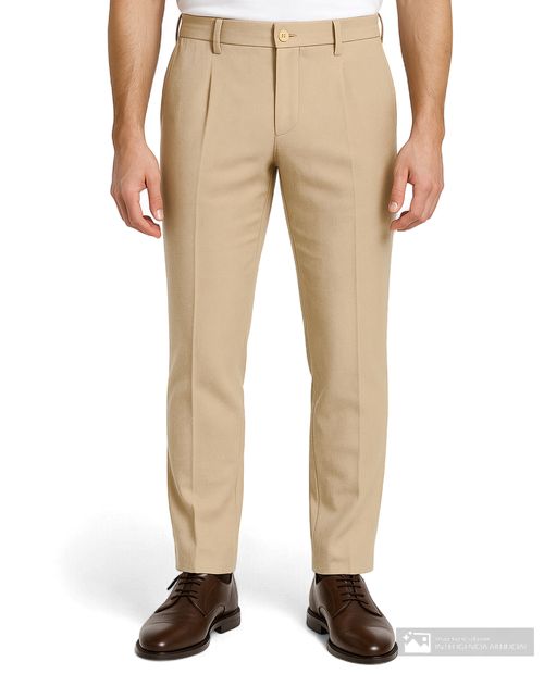 Pantalón formal PuroEGO slim fit beige heather para hombre
