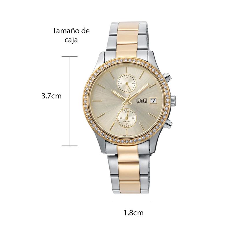 Reloj Q&Q análogo de metal bicolor para mujer - Siman Costa Rica