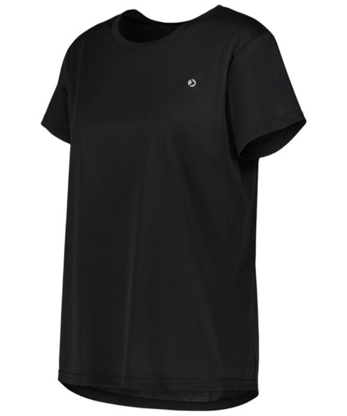 Camiseta deportiva Boomerang negra sólida para mujer