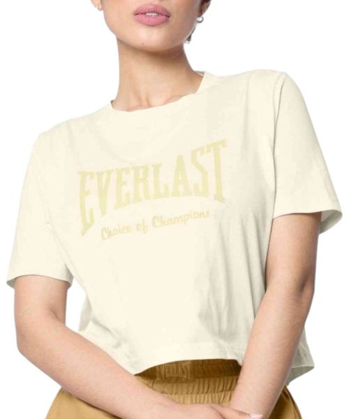 Camiseta deportiva crop top Everlast beige estampada para mujer