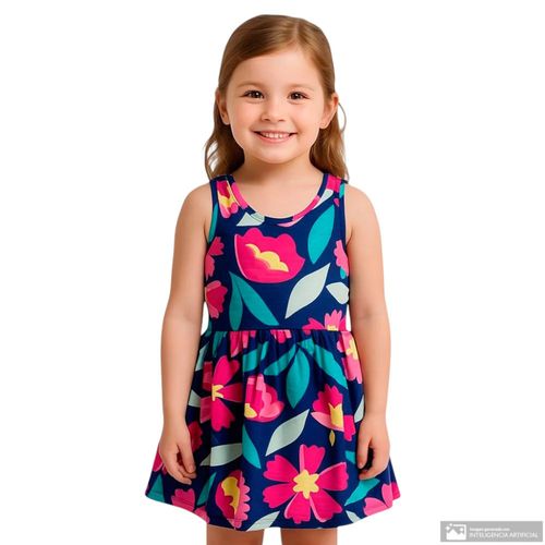 Vestido multicolor con estampado floral para niña