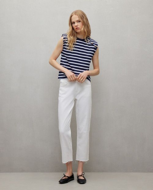 Camiseta Easy Wear rayada manga corta para mujer