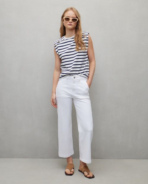 Camiseta Easy Wear rayada manga corta para mujer