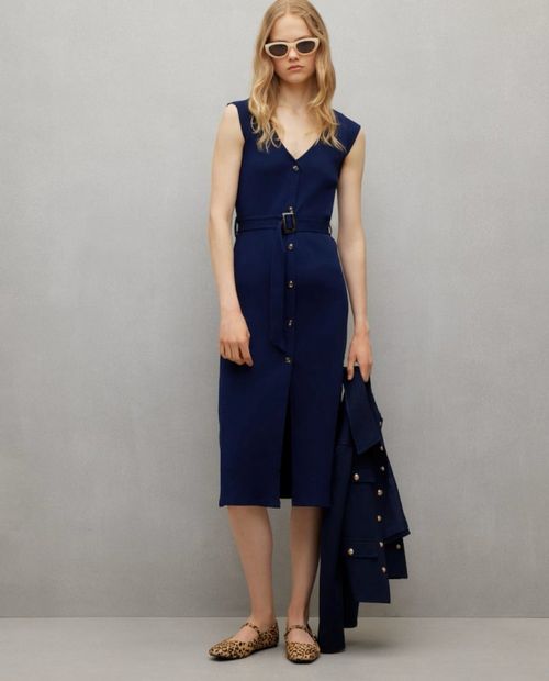 Vestido Easy Wear shirt dress azul sin mangas para mujer