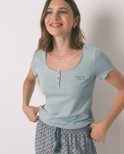 Camiseta de pijama Women Secret verde para mujer