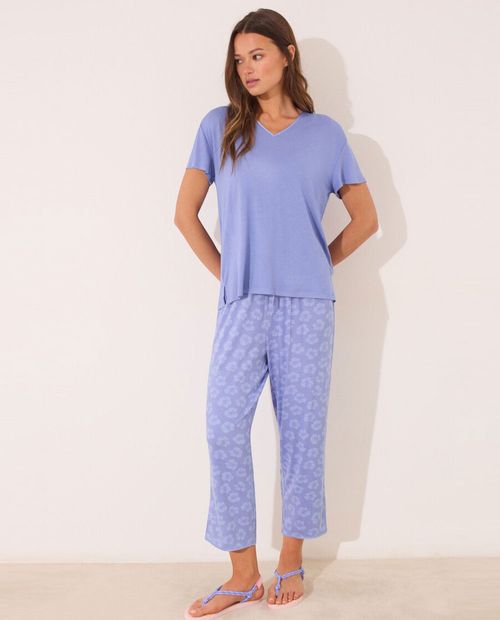 Pijama con pantalón Women Secret celeste para mujer
