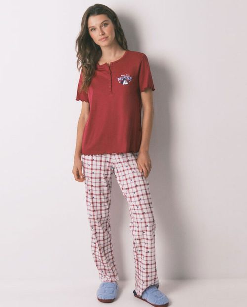 Pijama con pantalón Women Secret estampada de Mickey Mouse para mujer